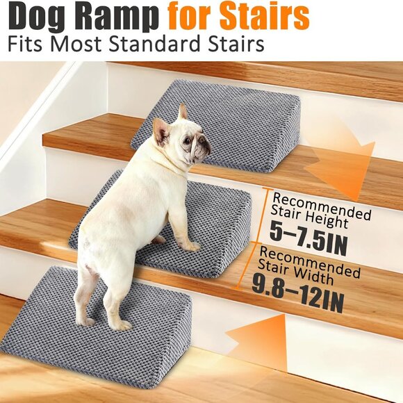 Dog Ramp for Stairs for Small & Senior Dogs and Cats (Gray, 6 Pack)